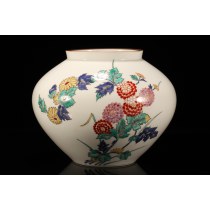 日本年代陶瓷作家物花道花瓶。昭和时期（1926-1989）
