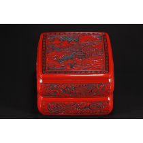 日本昭和时期堆朱漆器，置物箱。