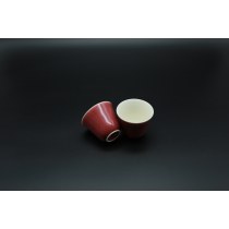 【台湾晓芳窑】桃红釉外红内白清泉对杯。