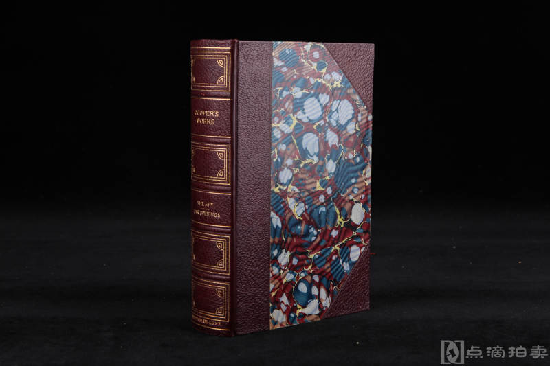 1890年出版（1849年序）限量1000册库柏作品集《间谍》《橡树林中的空地》合订本，4幅插图、精装毛边本书顶刷金、二边书口毛边