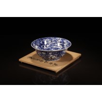 名家陶瓷，【五世清风与平】重工手绘青花罗汉图平钵。（尺寸口径21/高9cm）