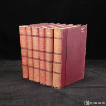 1890年，英国女诗人《伊丽莎白·布朗宁诗集》（全6卷），漆布面精装，书脊烫金压花
