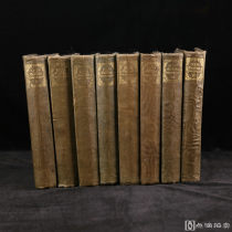 1837年，《英国名人传》（全8卷），40幅硬纸内嵌版画肖像插图，流水纹漆布封面，书脊标题烫金