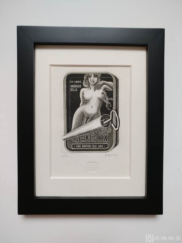 Lot14-铜版画藏书票-裸女、限量版第55号、作者签名