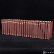 木质书箱！含1册地图1910s出版《尼尔森百科全书》24册全，棕色漆布，书脊刷金