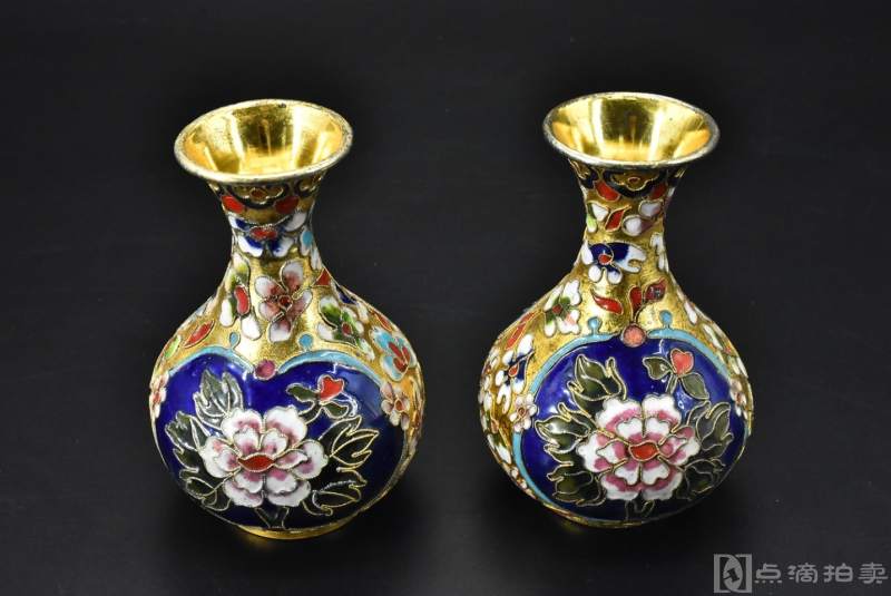 （P7006）《景泰蓝瓶》一对两件全  花瓶 装饰品摆件 景泰蓝