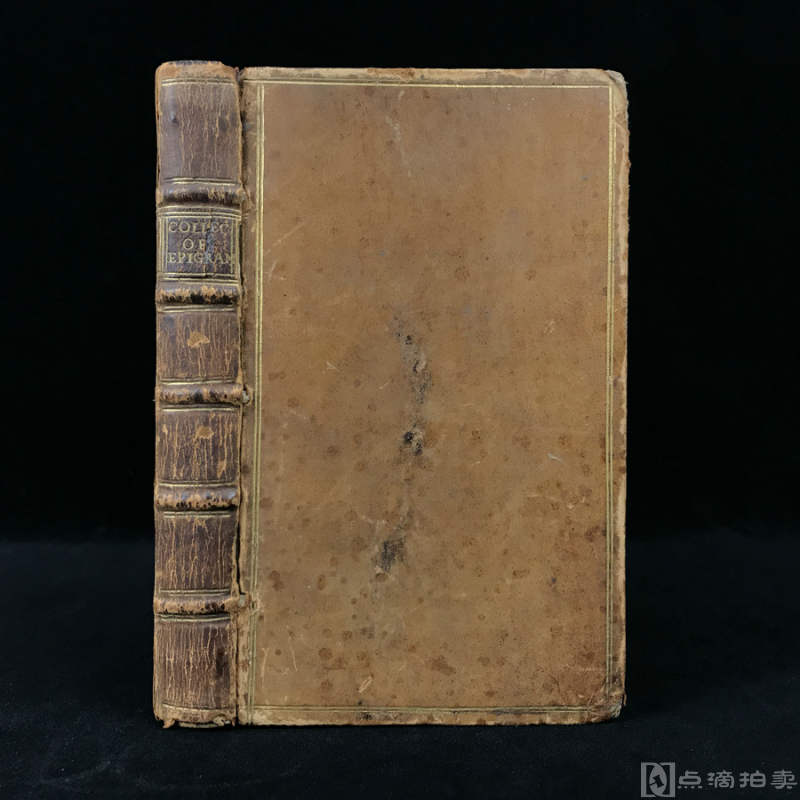 1735年，《诙谐短诗选集》，内页配版画装饰，原始小牛皮精装，五层竹节背