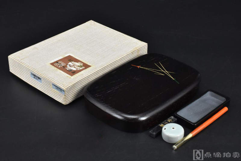（P6714）京都漆器特选《砚箱》原盒漆盒一套