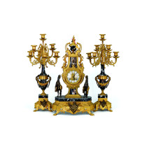 大理石銅鎏金座鐘·燭台セット 3點	寸法不一