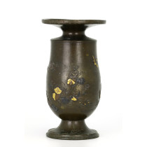 花鳥紋象嵌金工花瓶	H:26.8cm