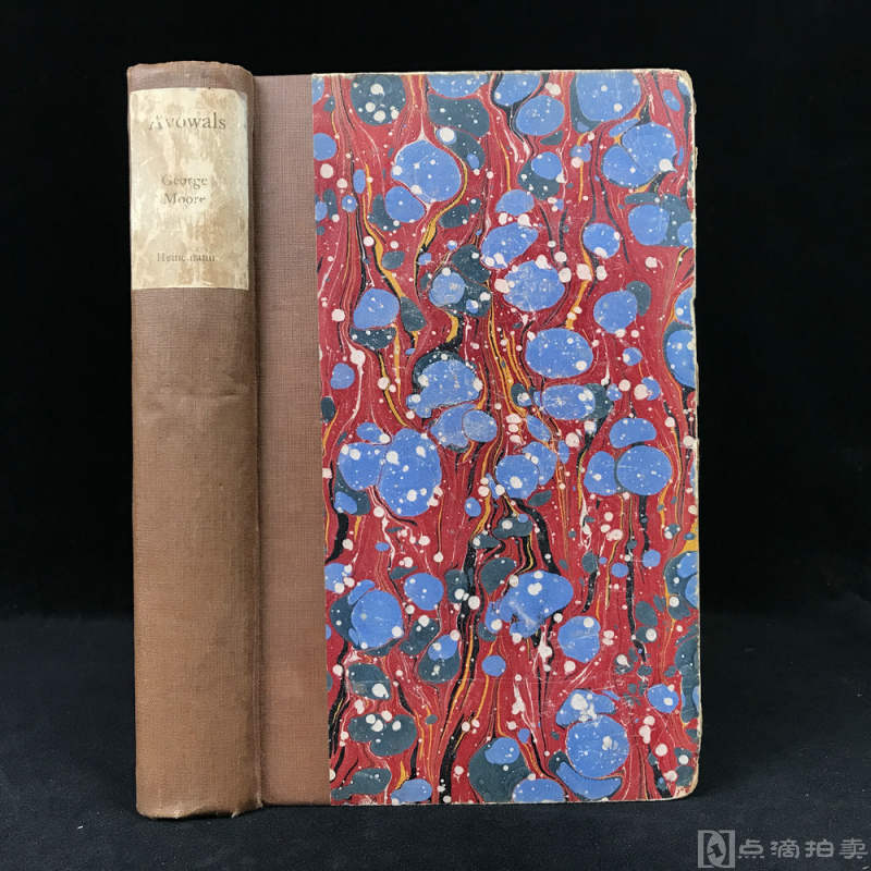 1924年，爱尔兰作家乔治·莫尔《坦诚》，漆布脊加彩拓纸精装毛边本