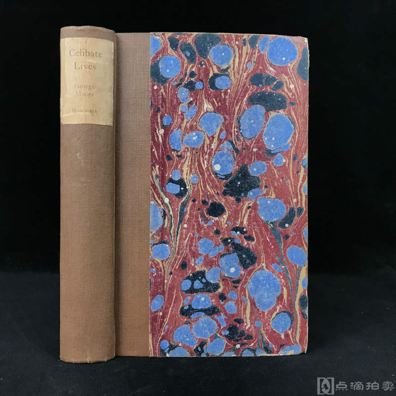1927年，爱尔兰作家乔治·莫尔《名人传》，漆布脊加彩拓纸精装毛边本