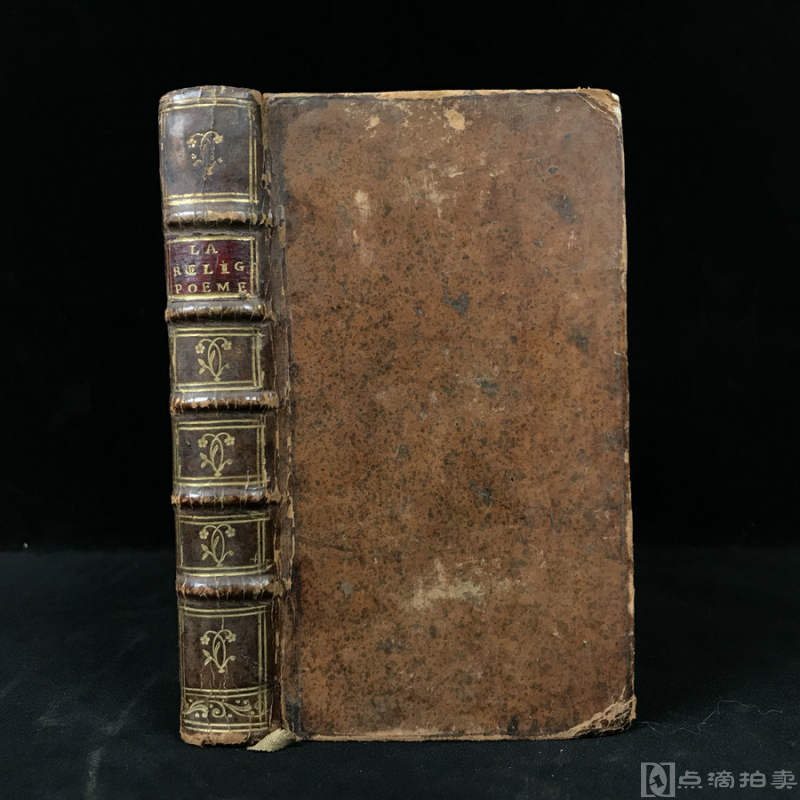 【法语】1742年，《宗教诗集》，原始小牛皮精装，五层竹节背，书脊烫金压花
