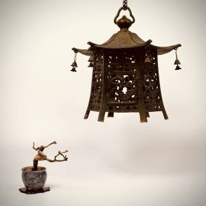 日本铜古灯 摆件 挂饰 茶社挂件 舔景置物空间