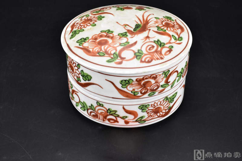 （P6820）《日本传统工艺陶瓷器》两层圆型餐盒一套三件全 