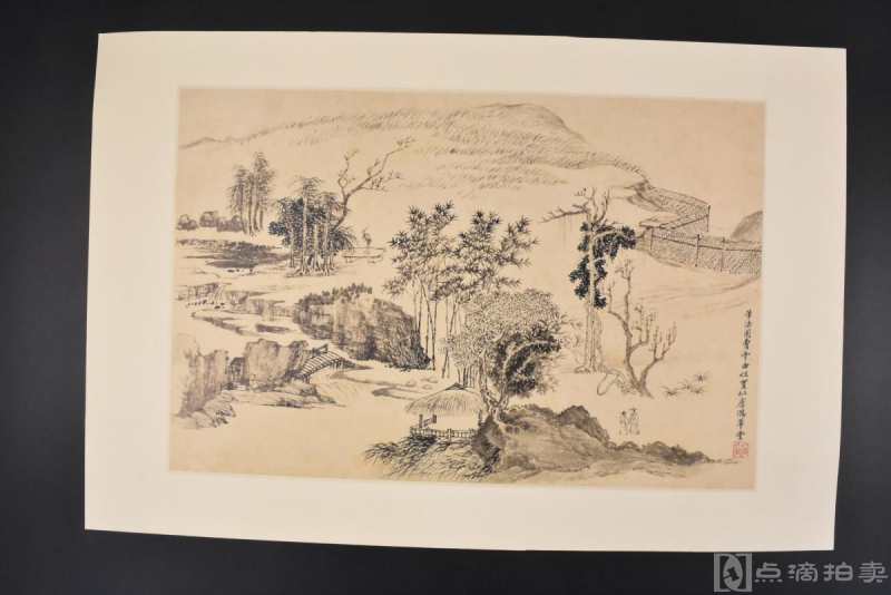 （丙1436）台北故宫博物院《清 王翚 卢鸿草堂图》纸本印刷1张