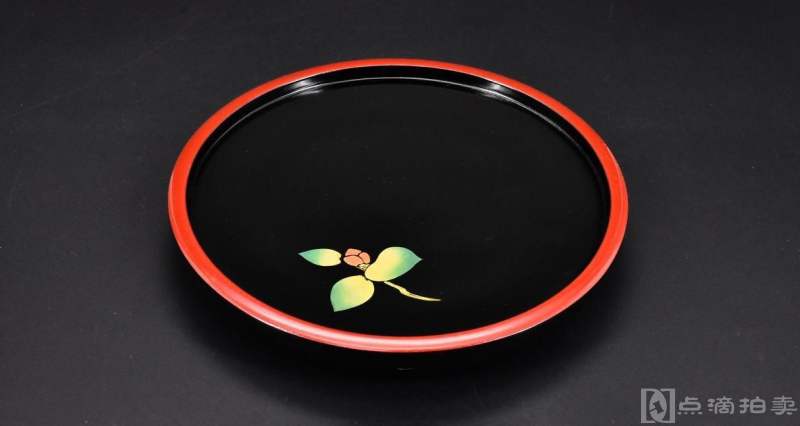 （P7506）《日本传统工艺漆器》圆盘一件 天然木胎漆器