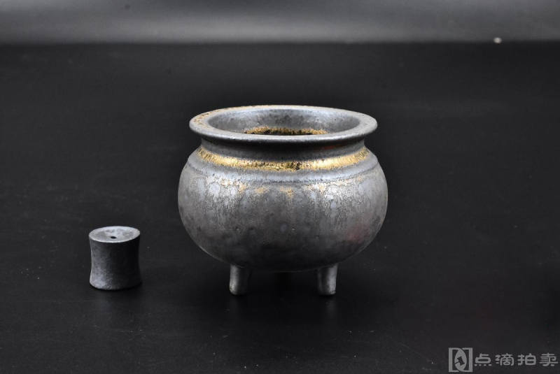 （P7581）《鎏金陶瓷香炉》一件 附带件香插座