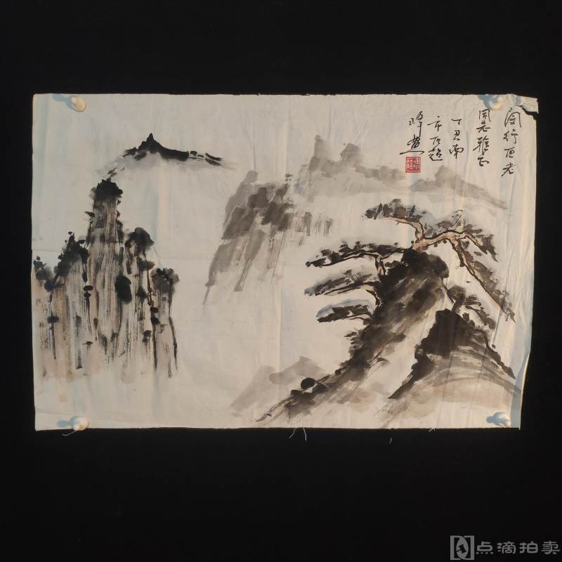 1997丁丑年 上海闵行杜峰超 绘孤山迎客松枝图一幅 （195）