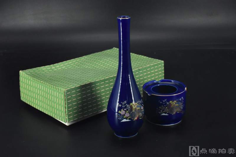 （VP0083）《日本传统工艺陶瓷器》原盒一套 陶瓷花瓶一个 陶瓷烟灰缸一个