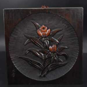 手工雕刻《日本传统工艺漆器》一件 方形摆件 木胎 硬实 
