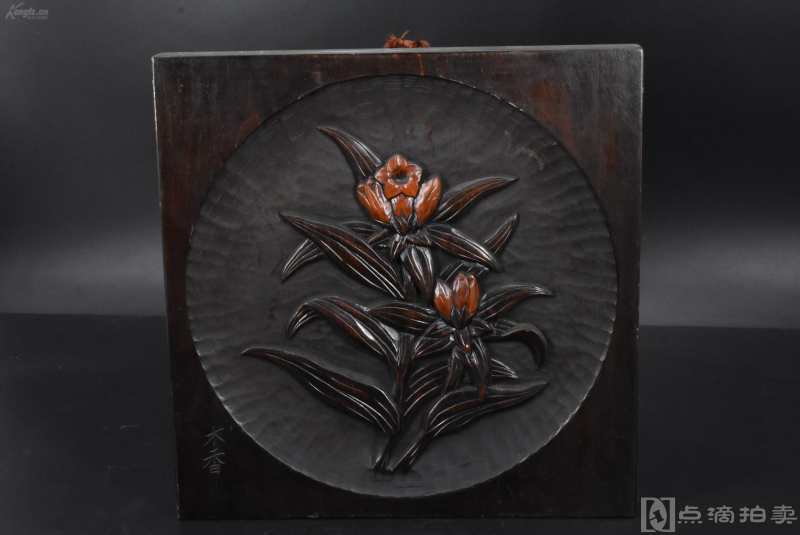 手工雕刻《日本传统工艺漆器》一件 方形摆件 木胎 硬实 