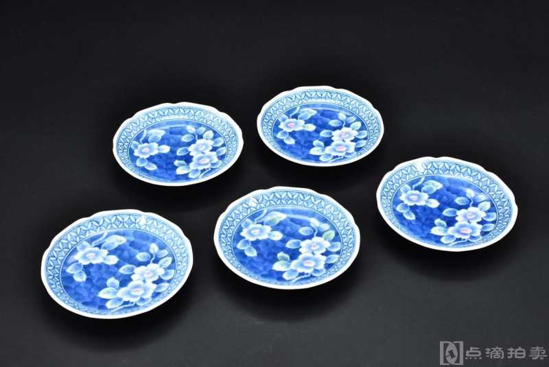 《日本传统工艺陶瓷器》茶托一套五件全