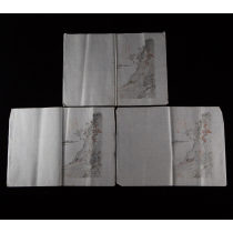 旧制《溥心畲山水人物笺纸》1种3张，套色木板水印