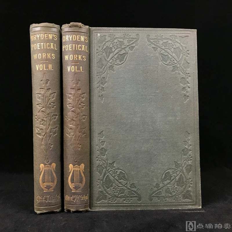 1855年 德莱顿诗集（全2卷） 漆布精装18开