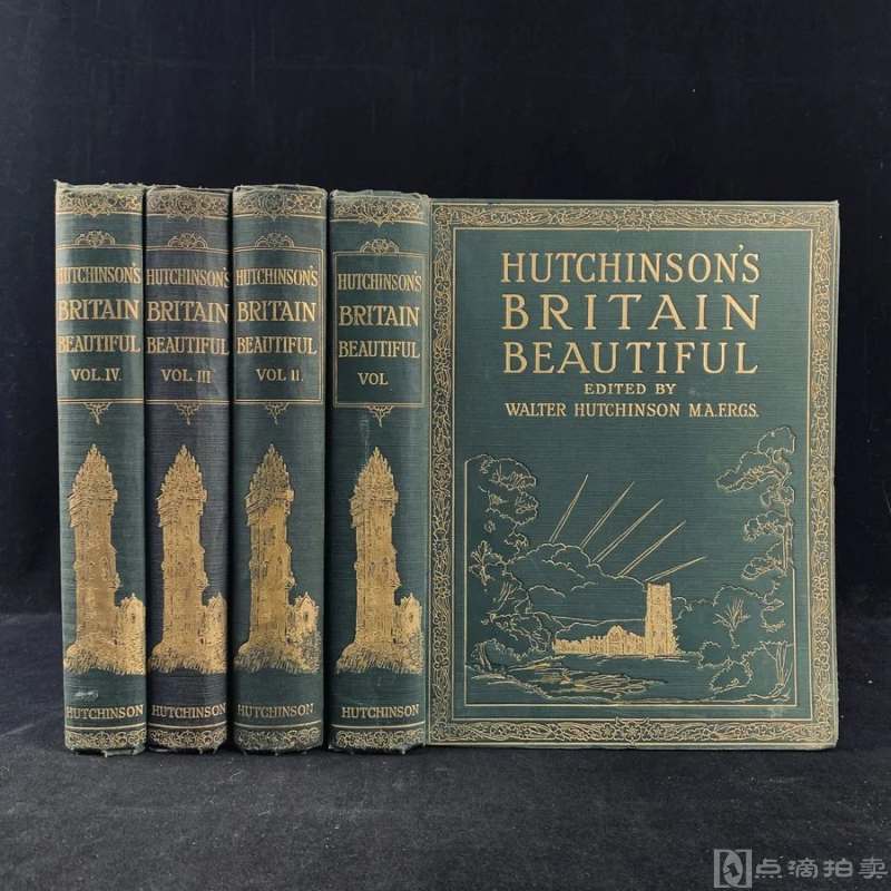 约1900年 英国风光图集（全4卷） 5000幅精美插图 漆布精装大16开
