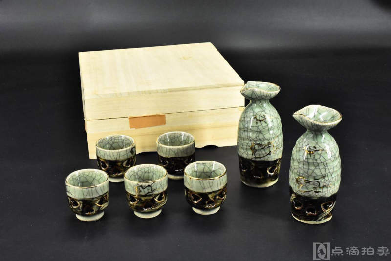 日本《大堀相马烧陶瓷器》原盒一套七件全