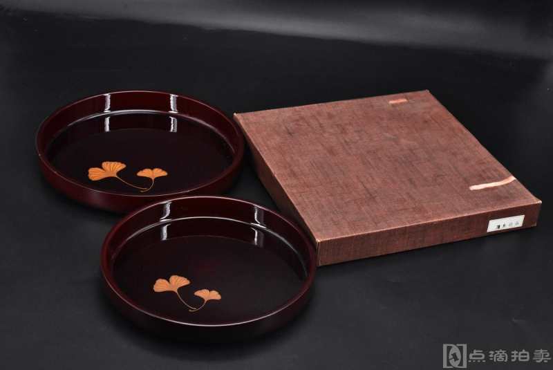 《日本传统工艺漆器》原盒原袋两件 漆盘