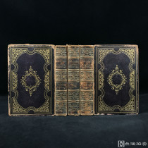 1847年，托马斯·珀西《古代英语诗歌集》（全3卷），每卷卷首配1页描金彩绘，全真皮精装，环衬烫金压花，书口三面鎏金
