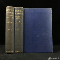 约19世纪末，斯特劳特《罗伯特·路易斯·史蒂文森传》（全2卷），卷首配插图，漆布精装