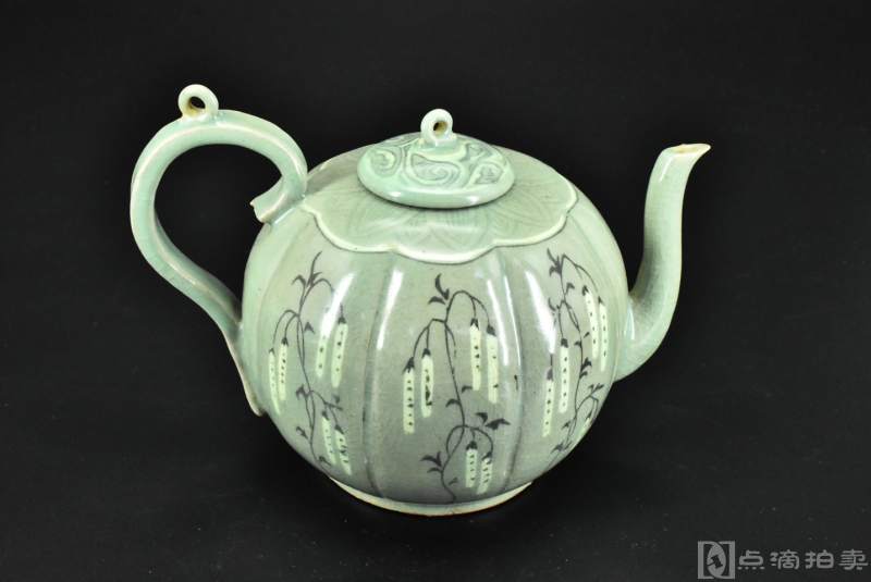 手工制作《高丽青瓷 茶壶》一件 开片  朝鲜陶瓷器
