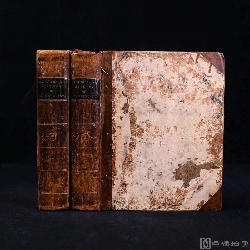 1794年 坎伯兰郡历史与古迹版画集（全2卷） 72帧整版铜版画 皮装大16开