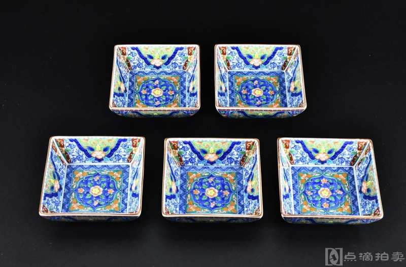 《日本库山窑陶瓷器》一套陶瓷碗五件全