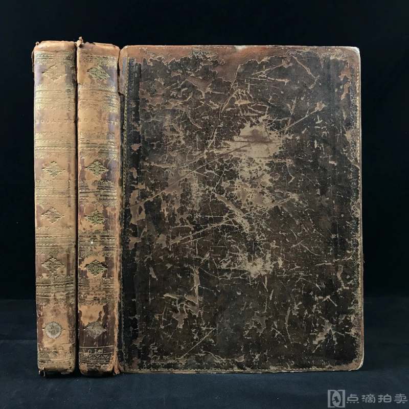 8开本 1821年 威廉·荷加斯作品集（全2卷） 159幅原品钢版画插图 原始真皮精装