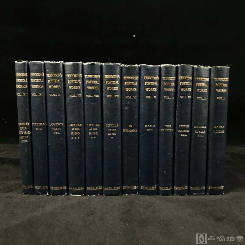 袖珍本套书 1891年 丁尼生诗集（全12卷） 漆布精装