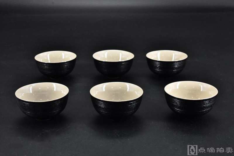 （P8267）《陶瓷茶杯》六件 黑色釉