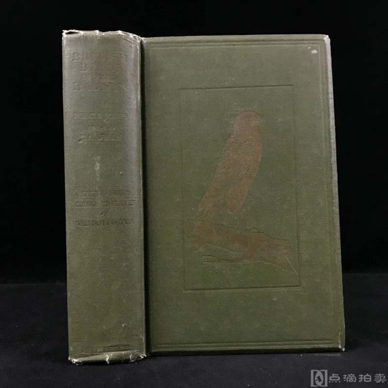 1917年 英国野外鸟类图鉴 64页256幅彩色插图 漆布精装大32开 封面书脊烫金压花