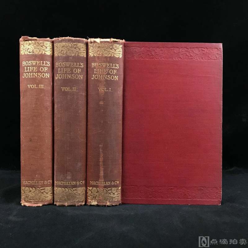1900年 鲍斯威尔《塞缪尔·约翰逊传》（全3卷） 漆布精装大32开