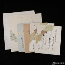 昭和时期，永平寺僧侣、秀丰等人写《俳句》等6枚，背纸洒银，可用于茶道具装饰