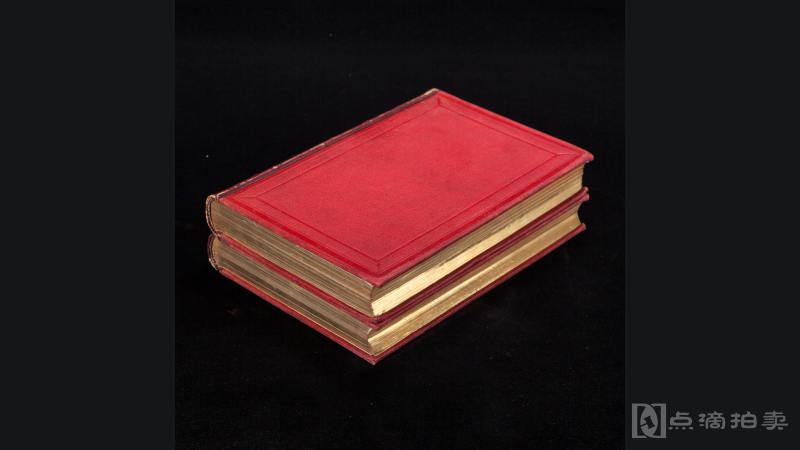 LOT21 法国巴黎1867年出版《花样女人 / Les Fleurs Animées》红色皮面精装2册 画集 三口刷金 彩色插画