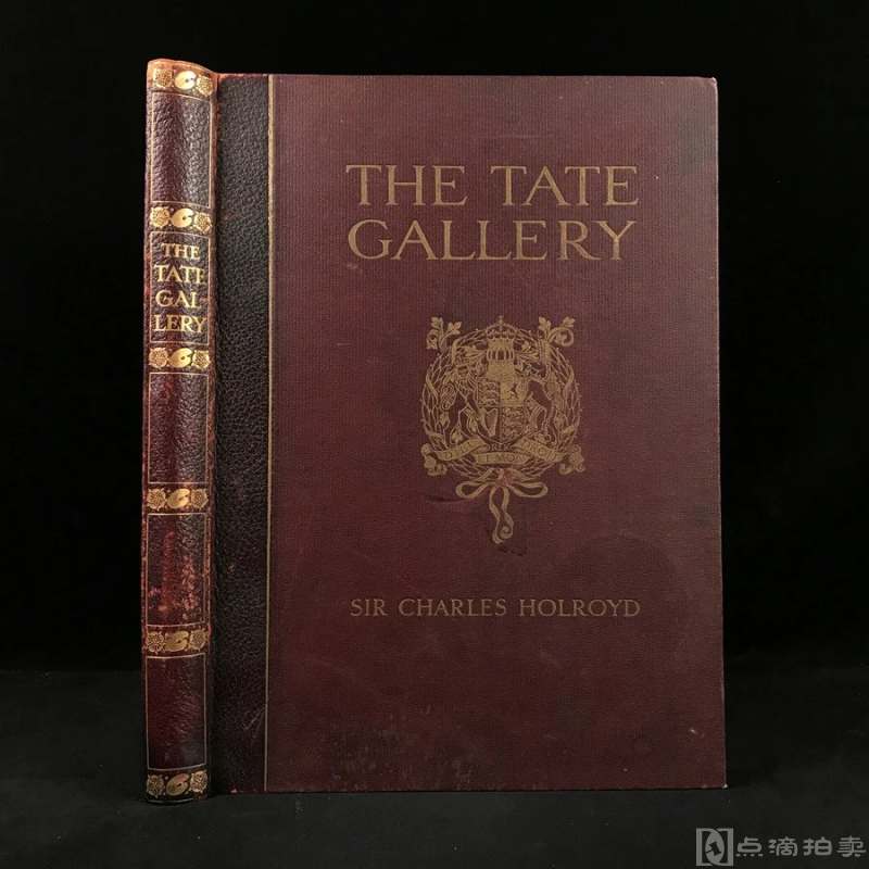 8开本！约1900年 泰特美术馆英国艺术品图集 6幅彩色手工贴图与大量黑白插图 皮脊精装