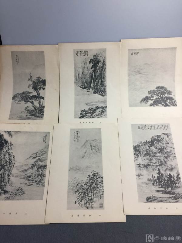 民国时期珂罗版印刷画片如图，任熊作品。16张。