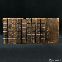 1767年，《莎士比亚作品集》（存9卷），全真皮精装，五层竹节背