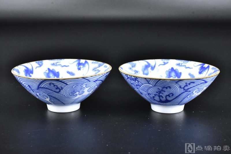 日本购回《陶瓷茶碗》一对两件