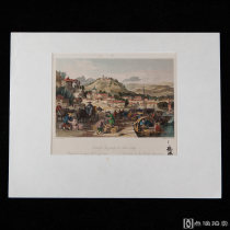 伦敦、巴黎1843年费塞尔公司/Fisher,Son and Co.印制 《茶船装货/Landing Tea-junks at Tseen-tang》  铜版画 手工上色 1张