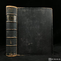 1862年，约翰·布朗牧师注释版《圣经》，约20幅版画插图，全真皮精装，五层竹节背，环衬压花暗纹，书口三面鎏金